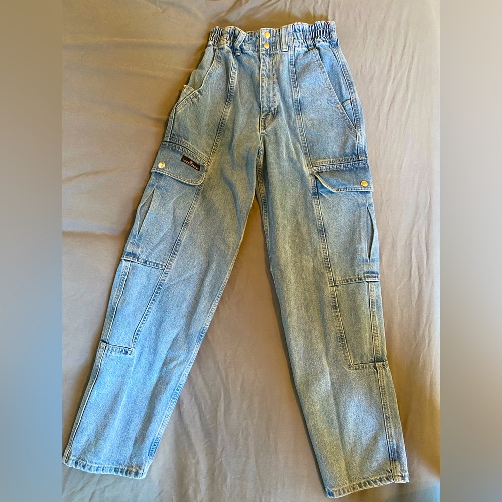 Urban Outfitters High Rise Elastic Waist Cargo Skater Jeans
